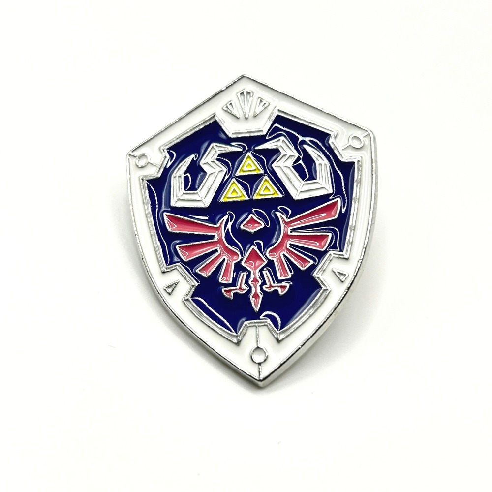 Legend of Zelda Nintendo Enamel Pin OS Blue Hylian Shield Triforce Link Cosplay